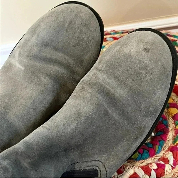 Cole Haan grey suede leather faux  fur ankle boots with zippers - Picture 5 of 6